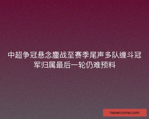 中超争冠悬念鏖战至赛季尾声多队缠斗冠军归属最后一轮仍难预料