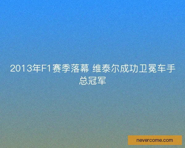 2013年F1赛季落幕 维泰尔成功卫冕车手总冠军 2013年F1赛季落幕 维泰尔成功卫冕车手总冠军