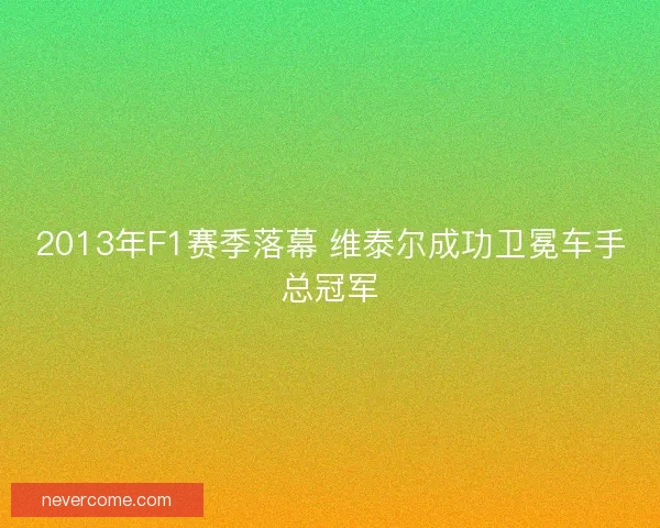 2013年F1赛季落幕 维泰尔成功卫冕车手总冠军