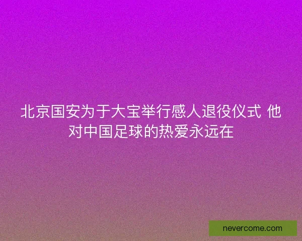 北京国安为于大宝举行感人退役仪式 他对中国足球的热爱永远在
